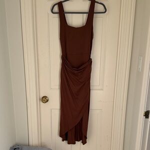 Quince Tencel Jersey Side Tie Midi Dress